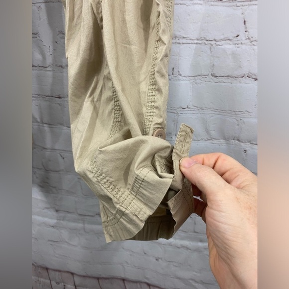 BCG Pants Womens Size Medium Tan & Gray Drawstring Elastic Waist Capris - Picture 4 of 6